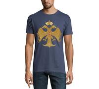 T-shirt da uomo in cotone con stemma bizantino Impero bizantino con aquila a due teste Bisanzio, denim, XXL