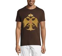 T-shirt da uomo in cotone girocollo con stemma Bisanzio con aquila a due teste Impero bizantino Cioccolato, cioccolato, S