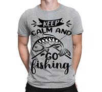 T-shirt da uomo Keep Calm And Go Fisherman Funny Fathers Day Novità #TA-89
