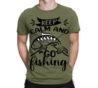 T-shirt da uomo Keep Calm And Go Fisherman Funny Fathers Day Novità #TA-89