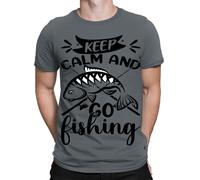 T-shirt da uomo Keep Calm And Go Fisherman Funny Fathers Day Novità #TA-89