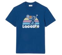 T-shirt da uomo Lacoste Washed Effect Tennis Print - blue - Blu (XS)