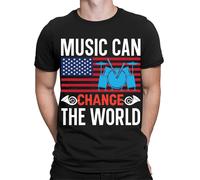 T-shirt da uomo Music Can Change The World Patriotic Drummers Musicians #TA-89