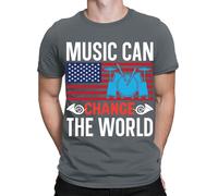 T-shirt da uomo Music Can Change The World Patriotic Drummers Musicians #TA-89