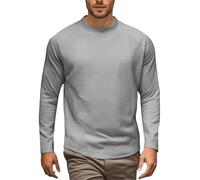 T-shirt da uomo nera a maniche lunghe con collo a lupetto - maglietta casual ispessita per uscite o strato base, Cenere Chiaro, L