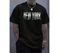 T-shirt da uomo New York Graphic in cotone biologico, anti-restringimento, oversize, streetwear, qualità duratura T-shirt da uomo in cotone alla moda con stampa fronte-retro, comoda, morbida, traspira