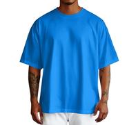 T-shirt da uomo oversize a maniche corte tinta unita con spalle cadute taglio ampio e casual per uno stile contemporaneo top, Bu1, L