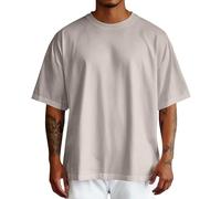 T-shirt da uomo oversize a maniche corte tinta unita con spalle cadute taglio ampio e casual per uno stile contemporaneo top, Grigio chiaro, L