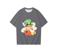 T-shirt da uomo per il giorno di San Patrizio Abbigliamento da lavoro 2025 T-shirt casual da uomo alla moda con stampa rotonda Top a maniche corte da uomo 5XL, Grigio, XXL