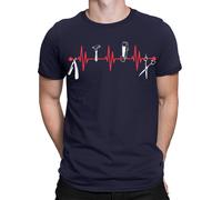 T-shirt da uomo retrò parrucchiere barbiere battito cardiaco forbice...