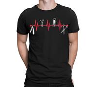 T-shirt da uomo retrò parrucchiere barbiere battito cardiaco forbice...
