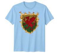 T-shirt da uomo Wales Dragon National Symbol design araldico