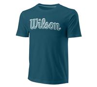 T-shirt da uomo Wilson Script Eco Cotton Tee Slimfit M - blue coral - Turchese (S)