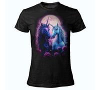 T SHIRT DARK EMBER UNICORNO WOMAN ORIGINALE DONNA uomo Maglia Maglietta nera