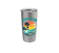 T-shirt delle Isole Cayman Caraibi Paradise Sea Turtle Sunset Bicchiere termico in acciaio inox doppia parete