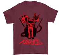 T-Shirt Demoniaca Per Gatti Halloween Horror Streghe Demoni Uomo 100% Cotone