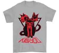 T-Shirt Demoniaca Per Gatti Halloween Horror Streghe Demoni Uomo 100% Cotone