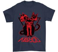 T-Shirt Demoniaca Per Gatti Halloween Horror Streghe Demoni Uomo 100% Cotone