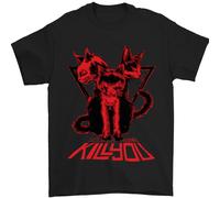 T-Shirt Demoniaca Per Gatti Halloween Horror Streghe Demoni Uomo 100% Cotone