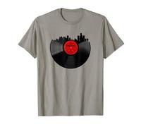T-shirt Detroit Michigan Shirt Vintage Skyline con disco in vinile Maglietta