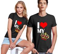 T-shirt di Coppia Donna Uomo Io Amo il Mio Re o Regina