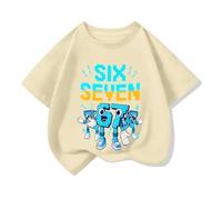 T-Shirt di Cotone a Maniche Corte per Ragazzi e Ragazze, T-Shirt estive alla Moda con Scollo Rotondo e Stampe di Cartoni Animati,Flesh,130cm