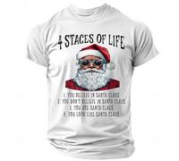 T-shirt di Natale da uomo Uk Fashion Gnome Pullover Vintage Cartoon Felpa a maniche corte Brutto Babbo Natale stampato Costume, bianco, L