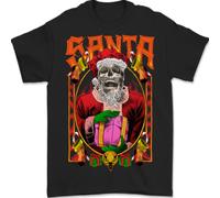 T-Shirt Di Natale Santa Morte Satana Teschio 100% Cotone