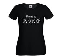 T-Shirt Directed by Tim Burton Regista Alice Nera Cotone Donna Nightmare Before