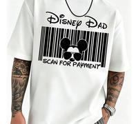 T-shirt Disney per papà con stampe creative a codice a barre e un design semplice ma elegante. Realizzate in puro cotone, con scollo rotondo e vestibilità comoda, sono perfette per abbinamenti genitor
