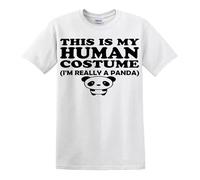 T-shirt divertente con scritta "This is My Human Costume I'm Really A Panda", T-shirt Bianca Stampa Nera, 5XL