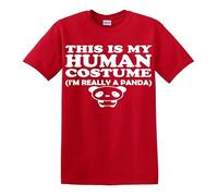 T-shirt divertente con scritta "This is My Human Costume I'm Really A Panda", T-shirt Rossa Stampa Bianca, 5XL