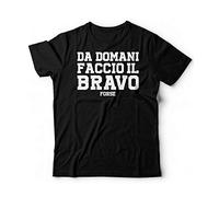 T-Shirt Divertente da Domani Faccio Il Bravo Viral Meme odio Tutti (L, Nero)