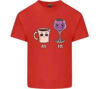 T-Shirt Divertente Per Bambini Coffee Al Mattino E Wine Al Pomeriggio