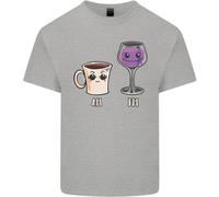 T-Shirt Divertente Per Bambini Coffee Al Mattino E Wine Al Pomeriggio