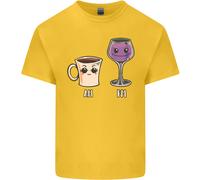 T-Shirt Divertente Per Bambini Coffee Al Mattino E Wine Al Pomeriggio