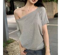 T-shirt donna alla moda spalle scoperte estive maniche corte casual top