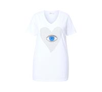T-shirt donna Angel of Style taglie forti cuore occhio con pietre ornamentali