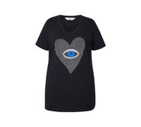 T-shirt donna Angel of Style taglie forti cuore occhio con pietre ornamentali