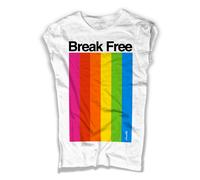 T-shirt donna bianca Break Free arcobaleno righe rainbow vintage Amazink