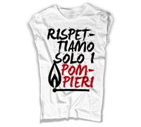 T-shirt donna bianca Rispettiamo solo i pompieri cori stadio ultras tifo calcio