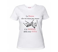 t-shirt donna bianca scritta la donna della mia vita idea regalo festa compleann