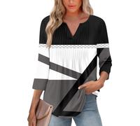 T-Shirt Donna Casacca Elegante Camicie Cotone Estate Termica Camicette Estive Primavera Curvy Pizzo Primaverili Fitness Maglie Primavera Blusa Elegante Donna 08-Grigio M