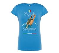 T-Shirt Donna Celebrativa Napoli 4° Scudetto 2025 Campione D'Italia, Maglietta 24-25 Personalizzabile, Maglia per Tifosi Partenopei Ultras Calcio Sport Napoletani Supporters Calcio (N.21)