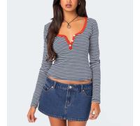 T-shirt donna cool casual stile Y2K slim fit con stampa a righe alla moda