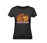 T-Shirt Donna Cotone Basic Super Vestibilita Top qualita - Gatto Giuliano - Kiss Me Licia - Divertente Humor Made in Italy (Nera, S)