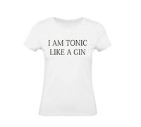 T-Shirt Donna Cotone Basic Super vestibilità Top qualità - I AM A Tonic, Like A Gin - Divertente Humor Made in Italy (L, Bianco)