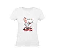 T-Shirt Donna Cotone Basic Super vestibilità Top qualità - I Want You to Take Over The World - Divertente Humor Made in Italy (Bianco, S)
