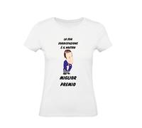 T-shirt DONNA cotone BASIC super vestibilita top qualita - Vieni avanti cretino - la Sua Soddisfazione è Il Nostro miglior Premio - Dr. Thomas - divertente humor MADE IN ITALY (S, BIANCO)