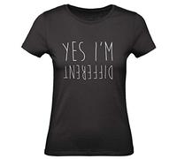 T-Shirt Donna Cotone Basic Super vestibilità Top qualità - Yes I'm Different - Divertente Humor Made in Italy (Nero, S)